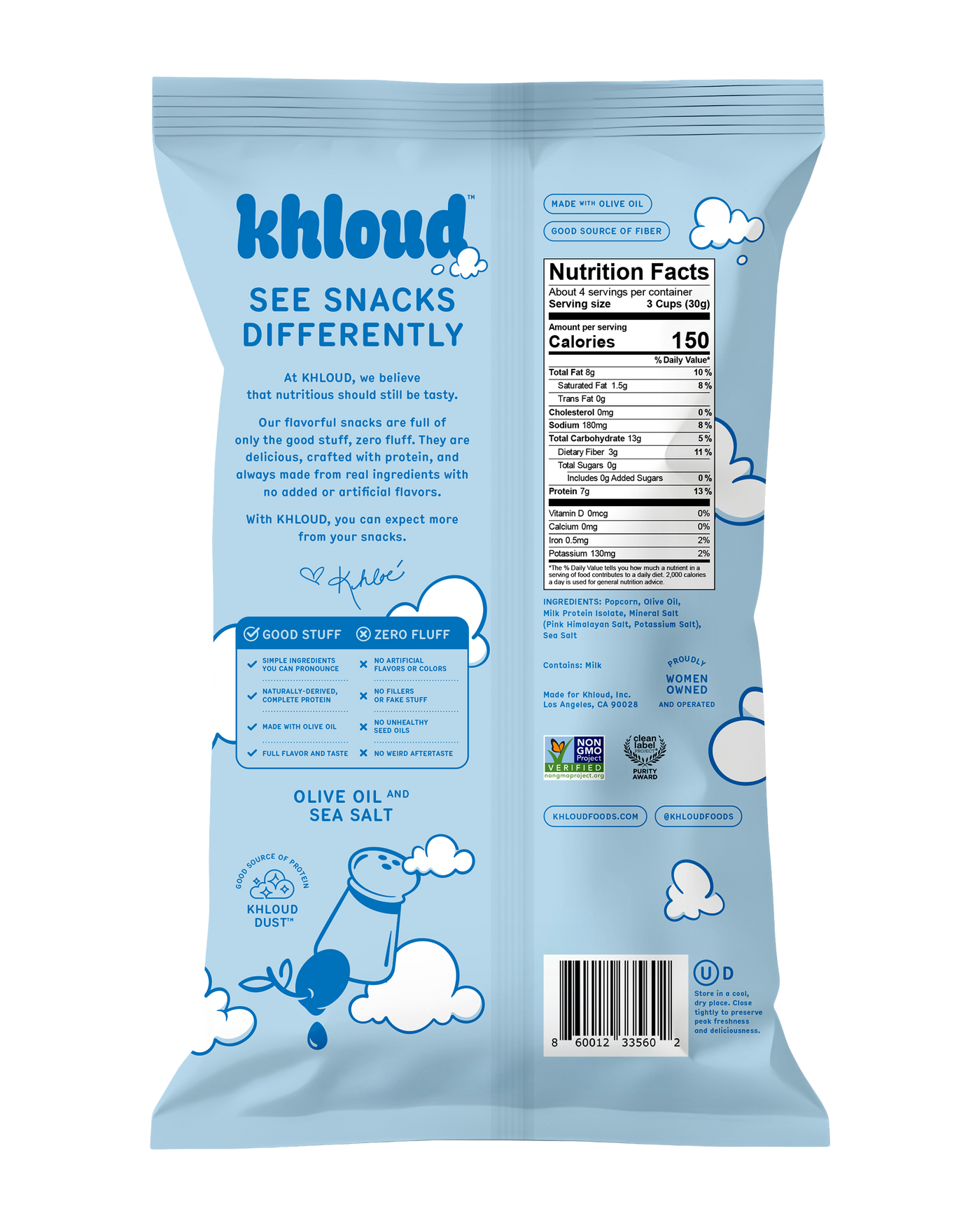 KHLOUD OLIVE OIL AND SEA SALT PROTEIN POPCORN