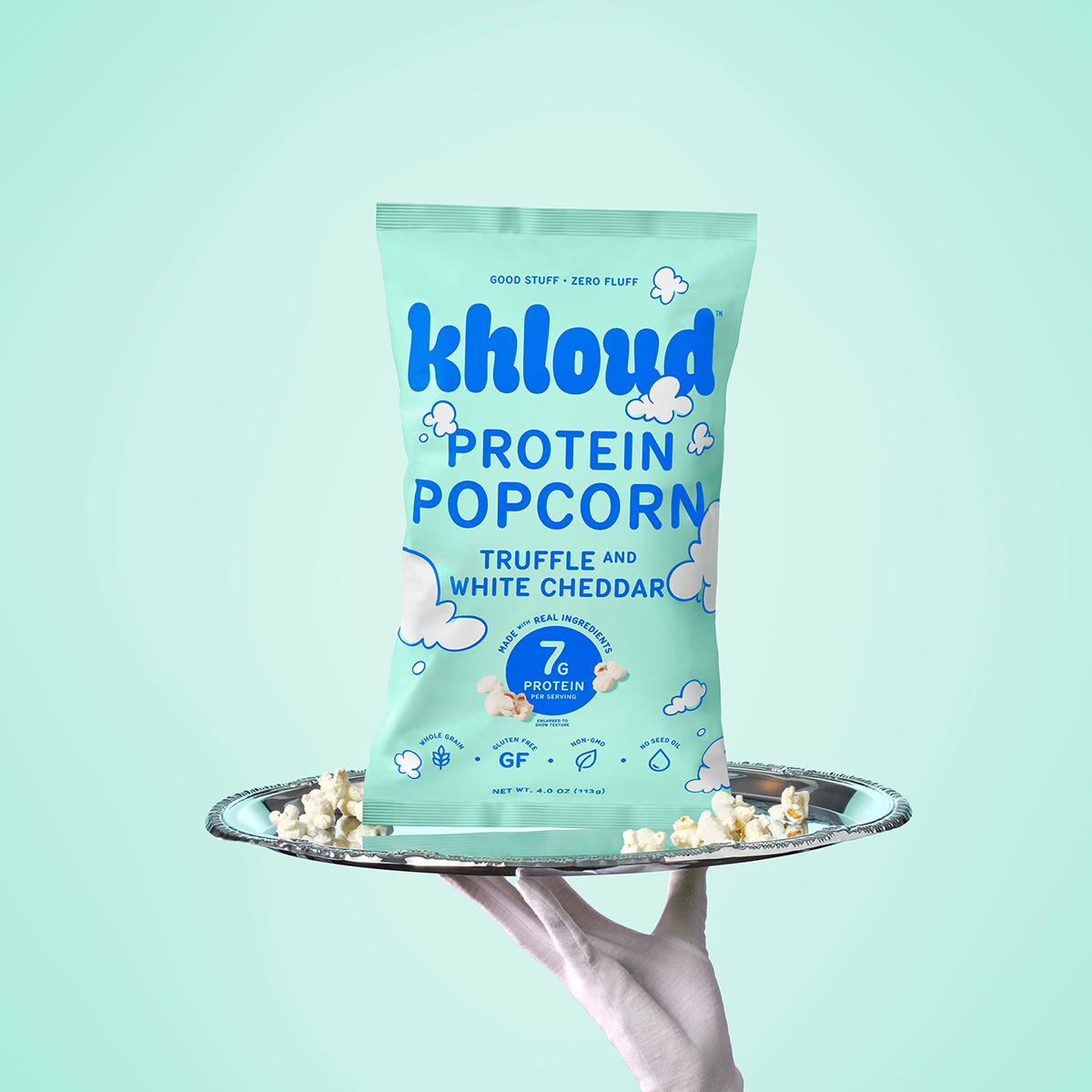 KHLOUD TRUFFLE AND WHITE CHEDDAR PROTEIN POPCORN