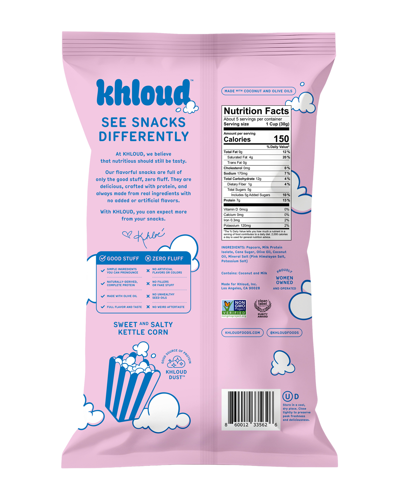 KHLOUD SWEET AND SALTY KETTLE CORN PROTEIN POPCORN