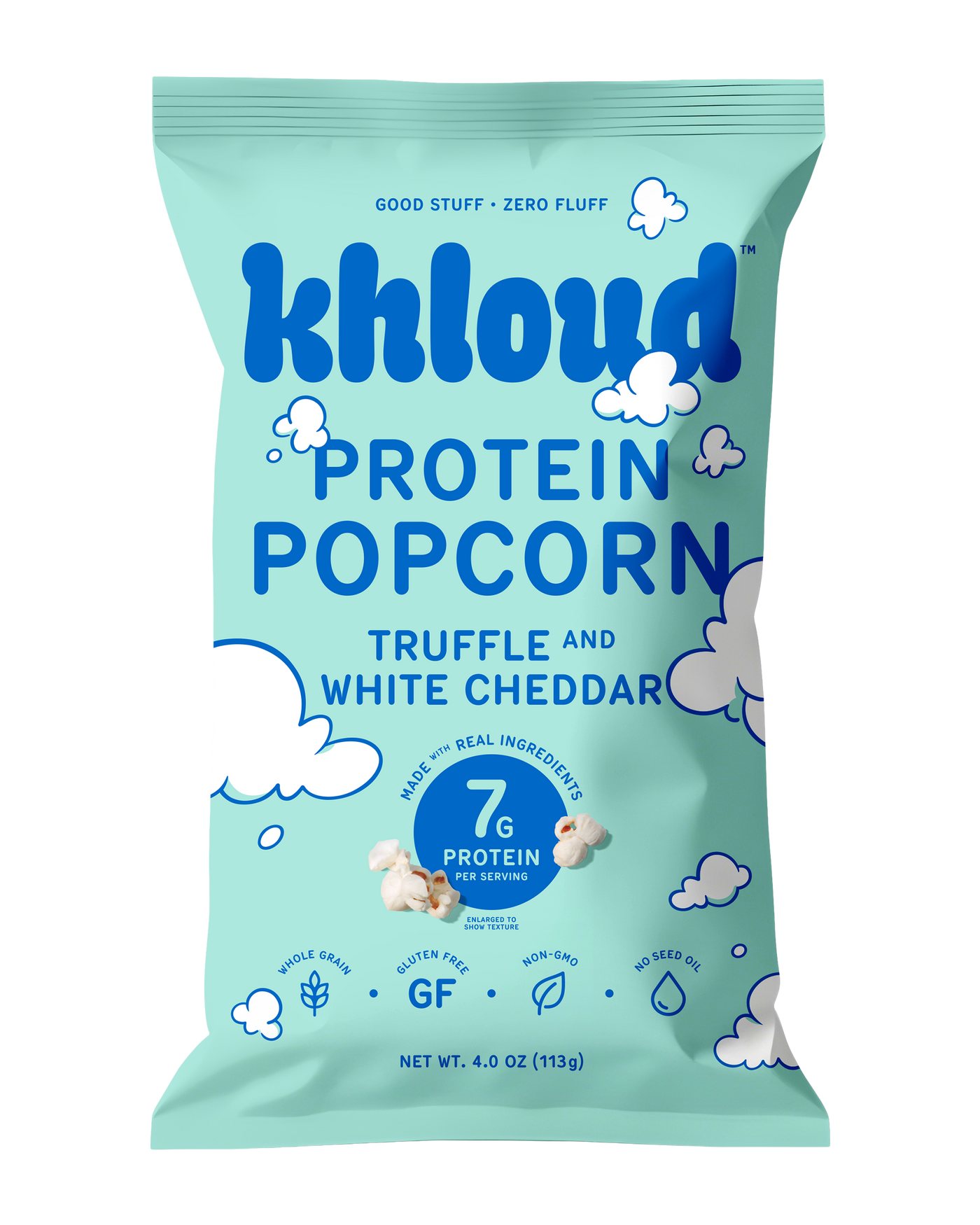 KHLOUD TRUFFLE AND WHITE CHEDDAR PROTEIN POPCORN