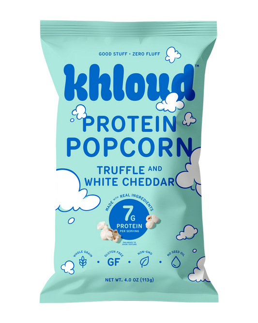 KHLOUD TRUFFLE AND WHITE CHEDDAR PROTEIN POPCORN
