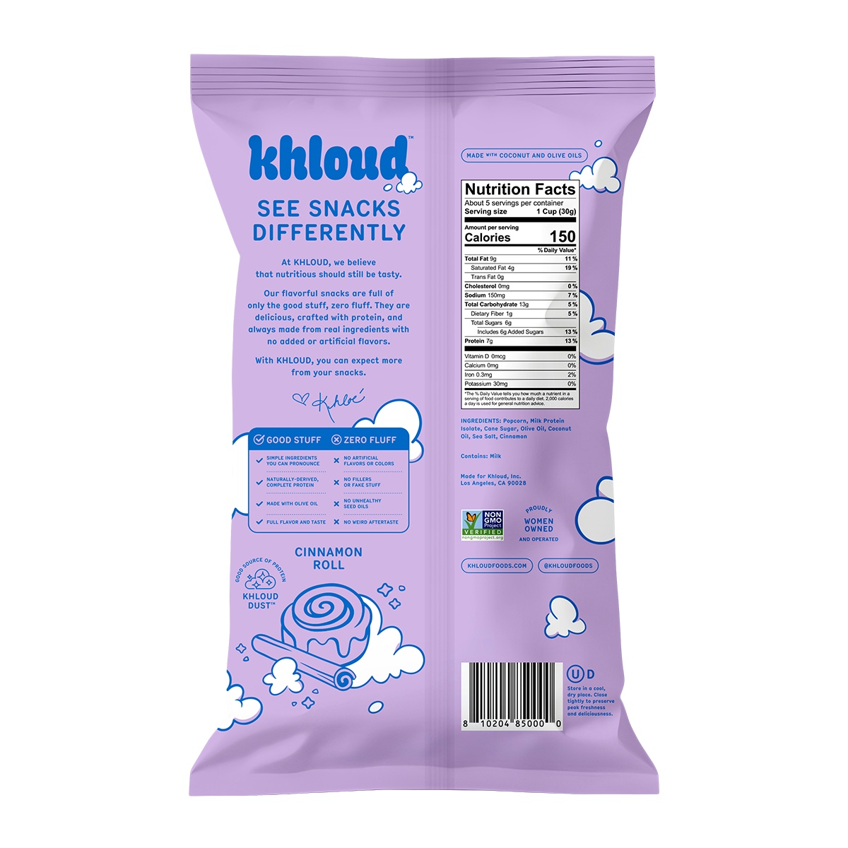 KHLOUD CINNAMON ROLL PROTEIN POPCORN