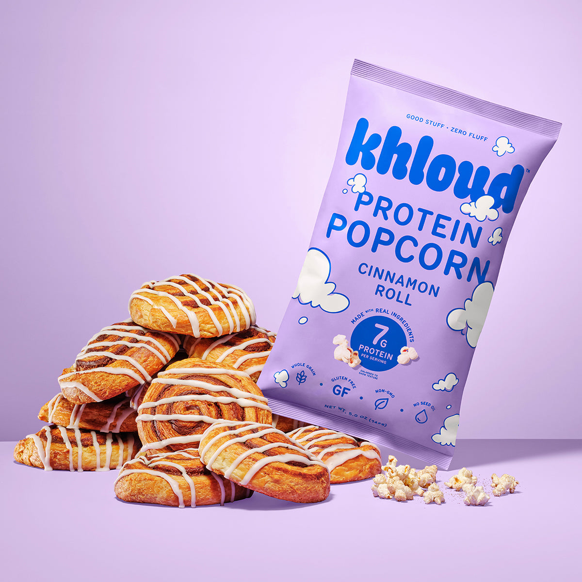 KHLOUD CINNAMON ROLL PROTEIN POPCORN