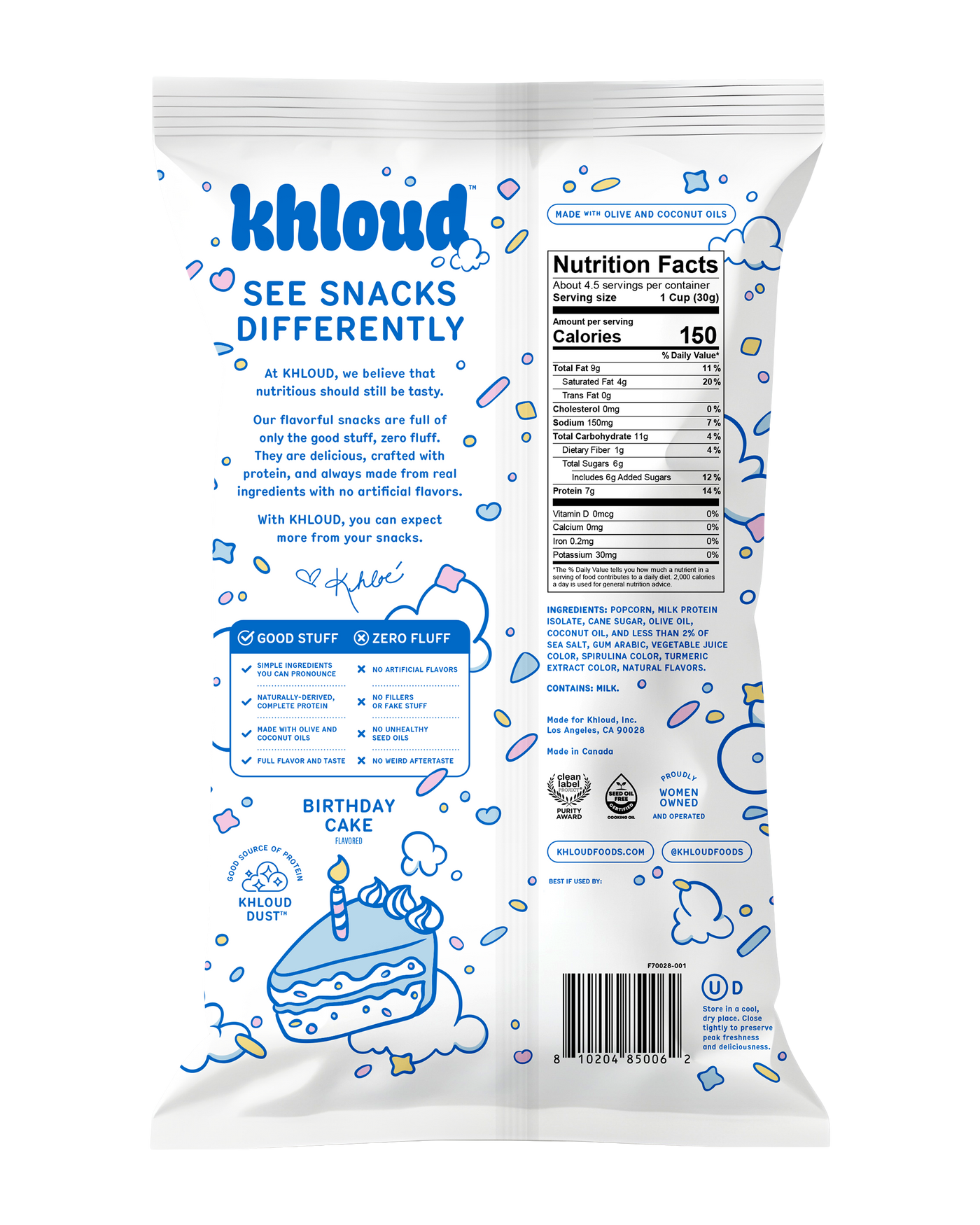 KHLOUD BIRTHDAY CAKE PROTEIN POPCORN