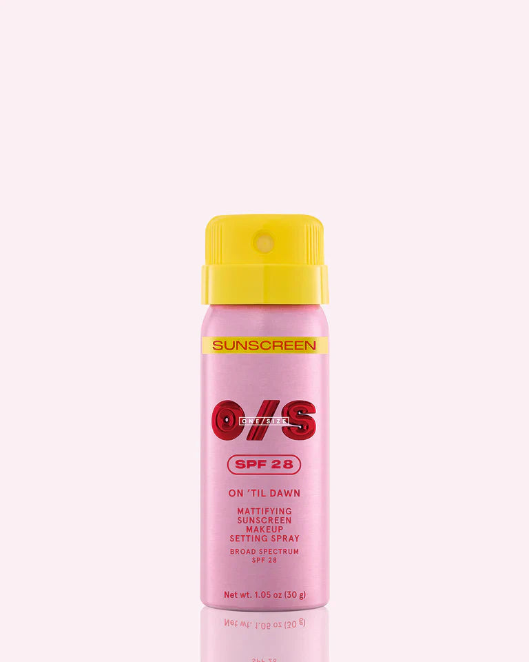 ONE SIZE ON ‘TIL DAWN MATTIFYING SUNSCREEN MAKEUP SETTING SPRAY SPF 28 TRAVEL-SIZED