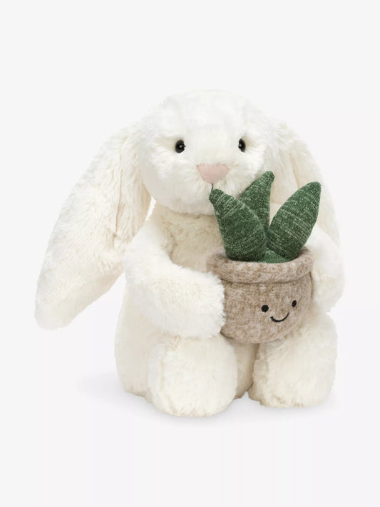 JELLYCAT Cream Bunny With Plant Soft Toy 31cm